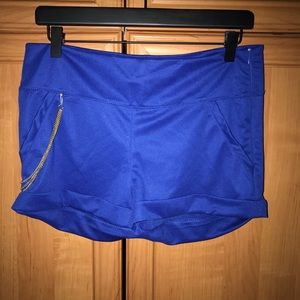 Royal Blue shorts with gold chain